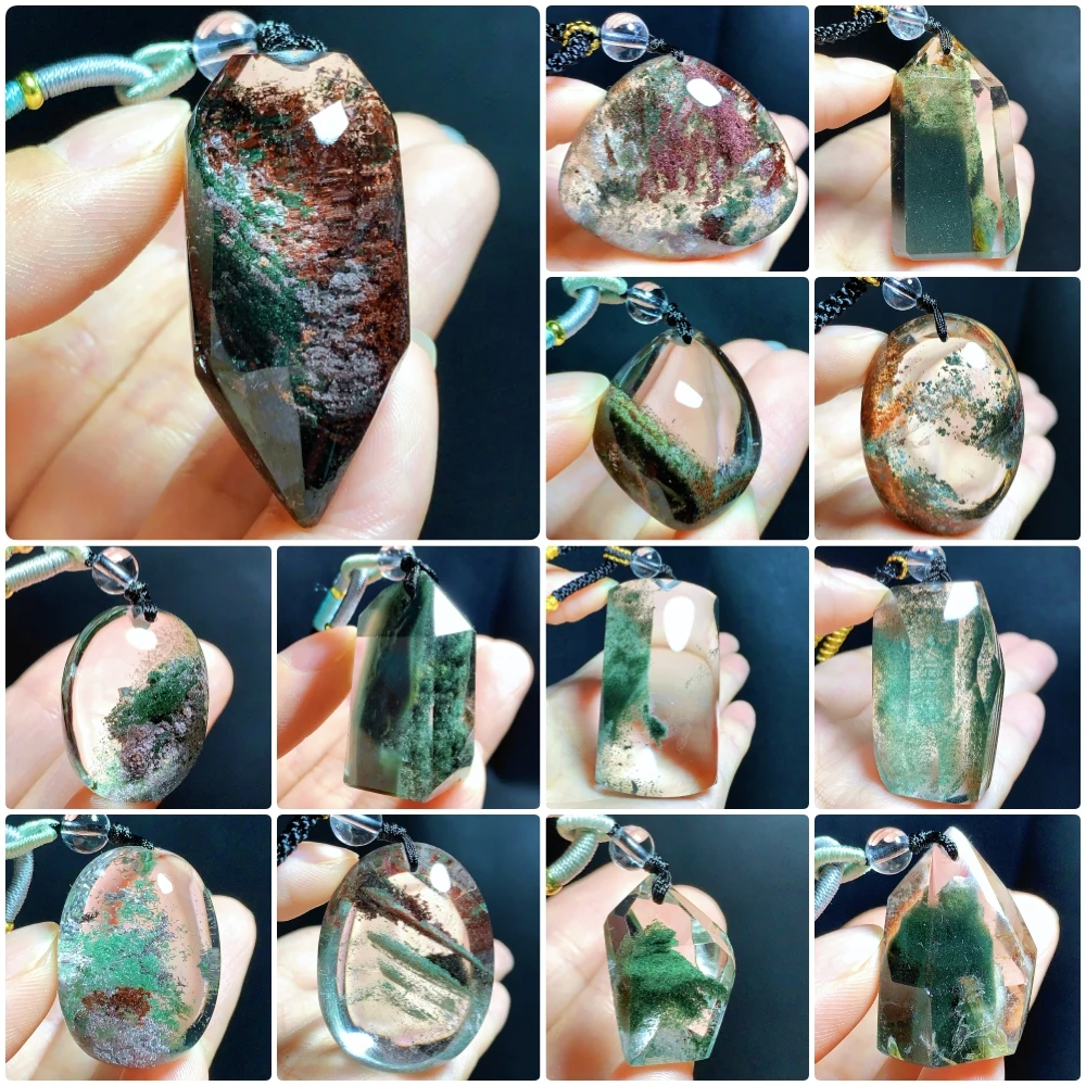 东海水晶天然绿幽灵原石随形男女款项链绿幽灵纯天然100%真品