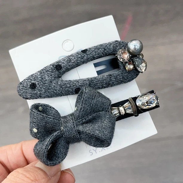 S757灰色波点鸭夹一组