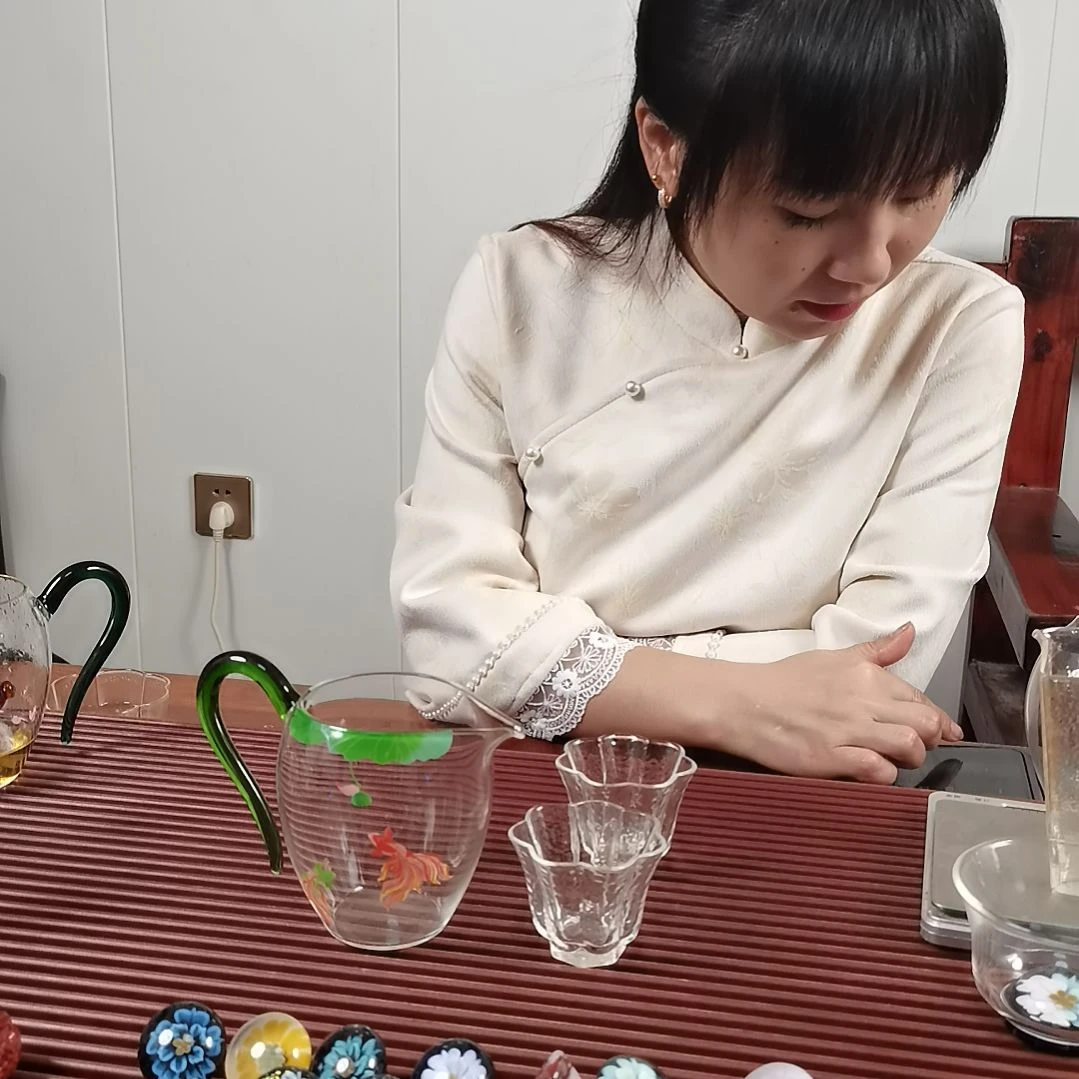 高硼硅玻璃手柄款国色天香公杯配两支小杯