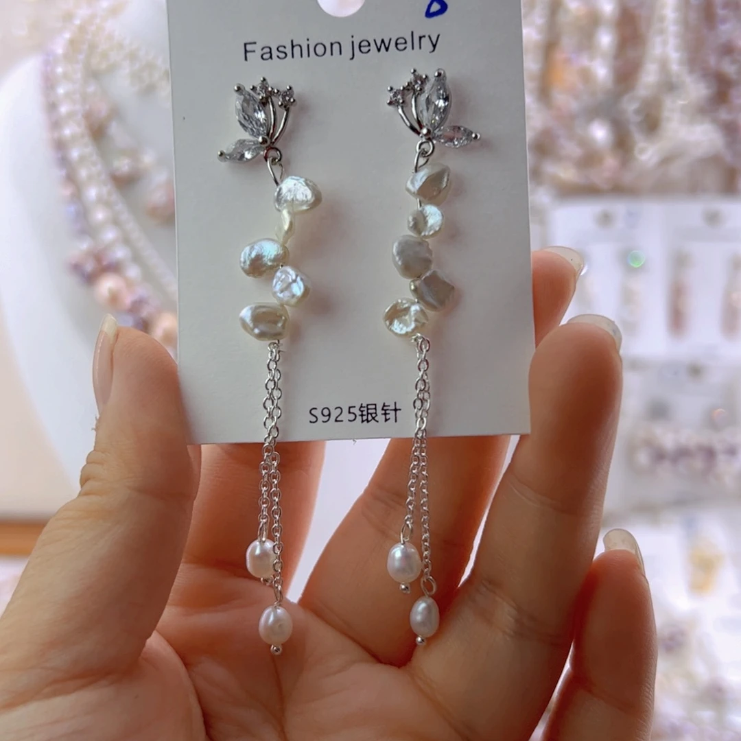 合金淡水珍珠耳饰