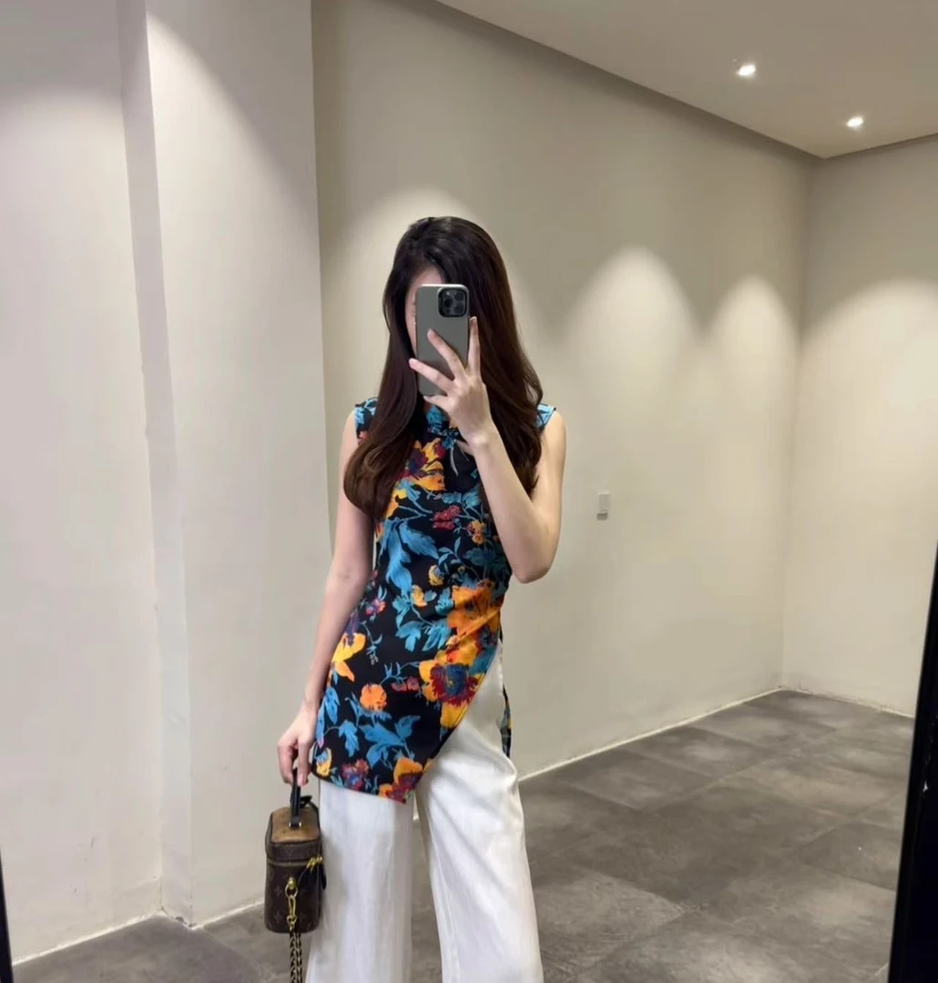 欧货 渲染彩绘气质旗袍上衣