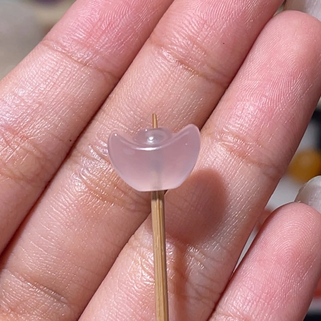 玛瑙/玉髓中洞子元宝12.5x8.5mm未镶嵌微冰片