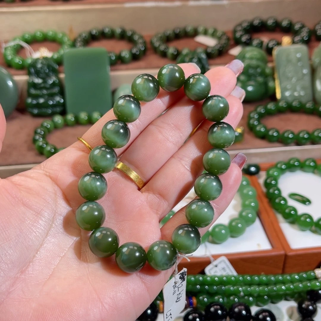 和田玉（碧玉）手链未镶嵌华