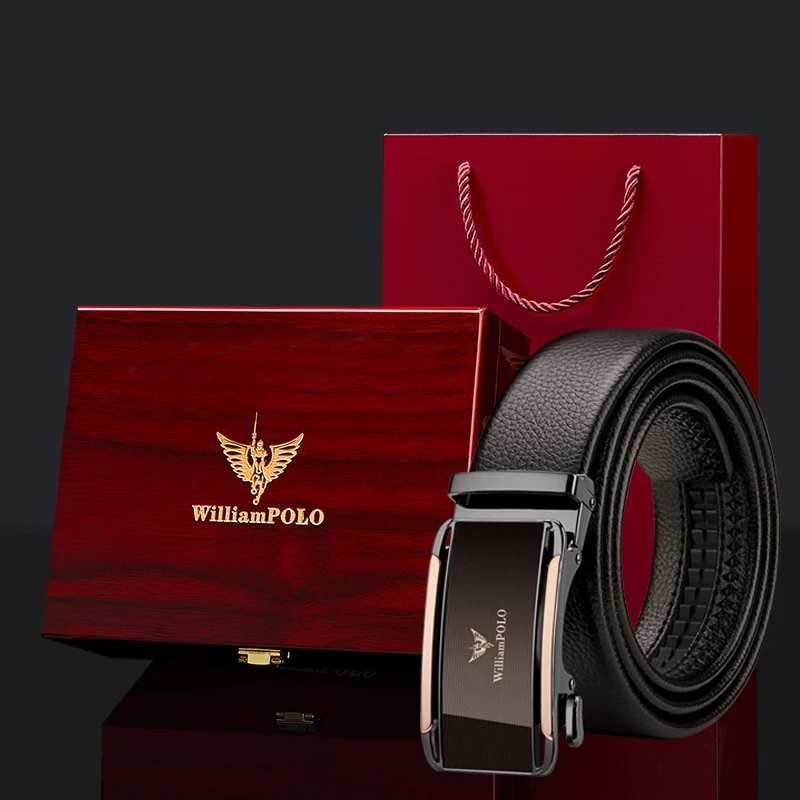 英皇保罗男士咖色腰带休闲商务百搭真皮男款正装皮带礼盒装送礼