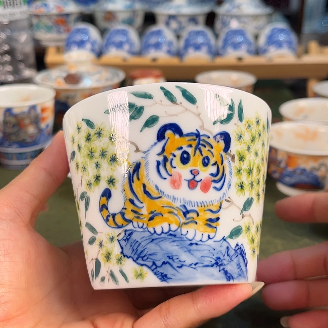 手绘小老虎可乐杯冰桶杯