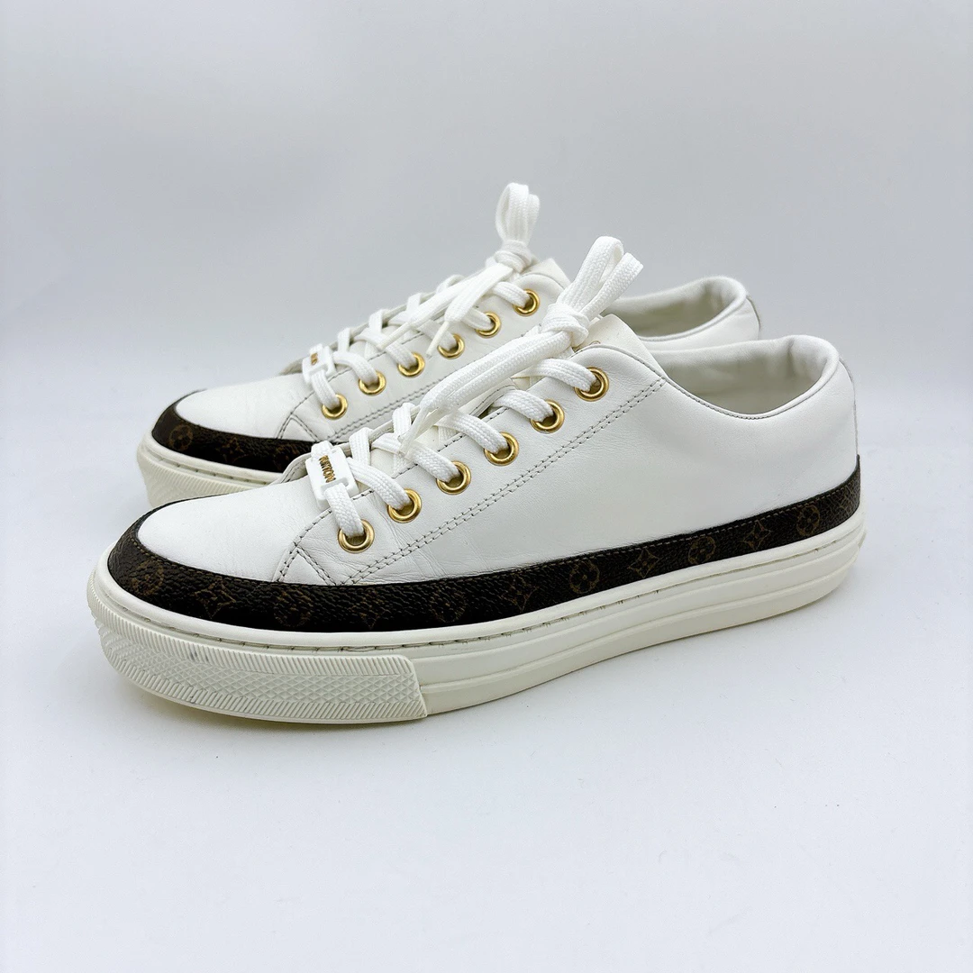 95新 LouisVuitton/路易威登 35.5码/经典印花纯白板鞋/BM0