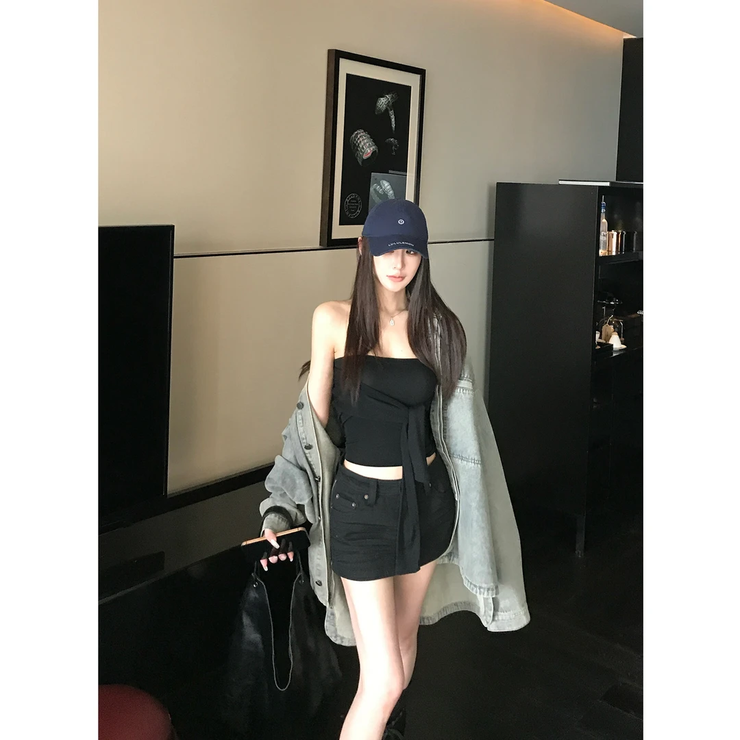 SKKSkk Store 游猎本色 复古压褶肌理做旧小众设计工装mini短裙