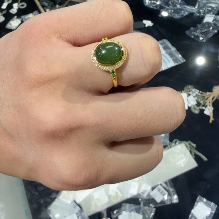 和田玉戒指未镶嵌和田玉碧玉戒指