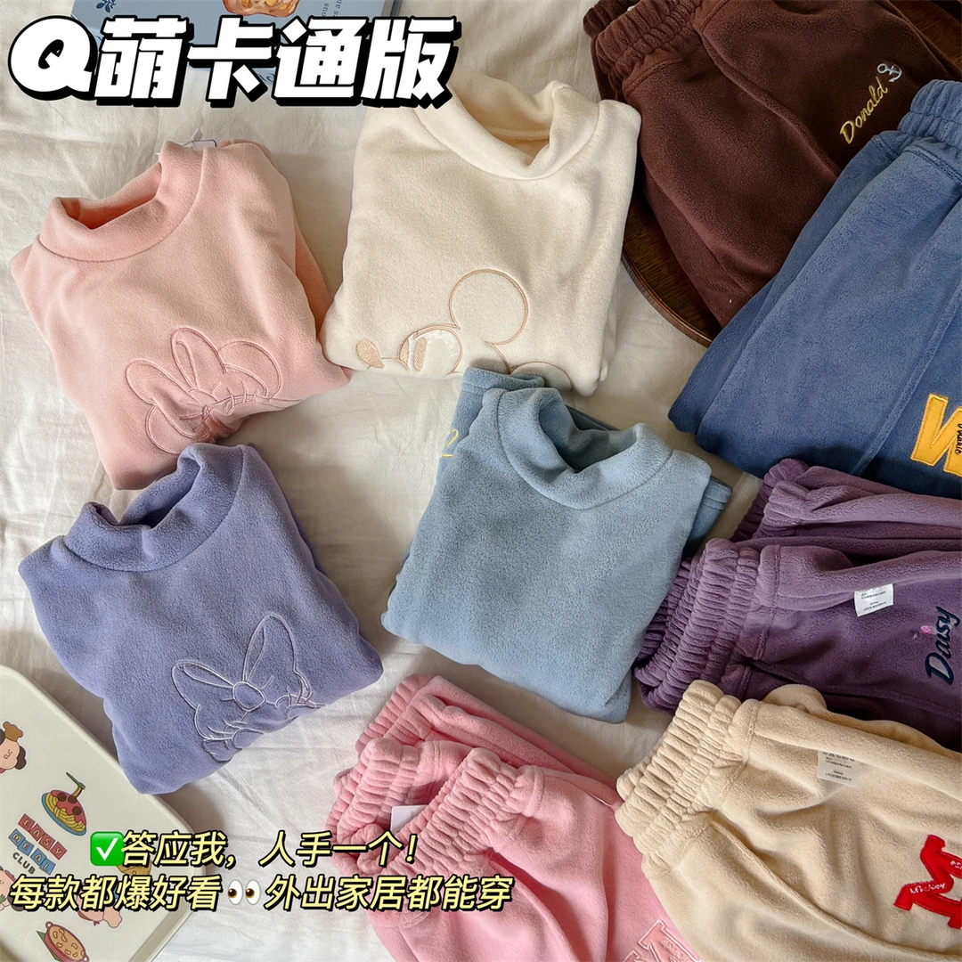 福利款保暖儿童家居裤百搭针织加绒卡通秋冬打底洋气女童男童5001