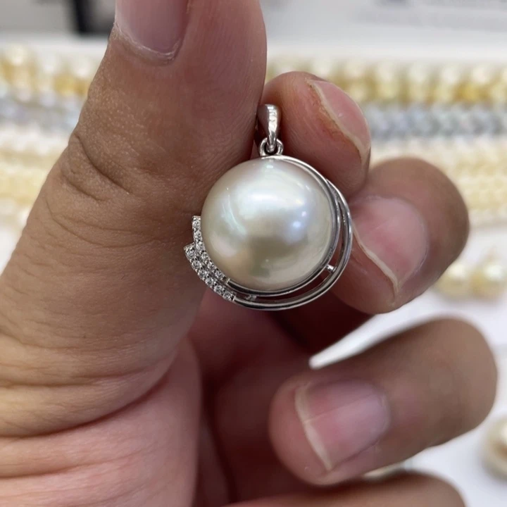 海水珍珠银S925镶嵌颈饰