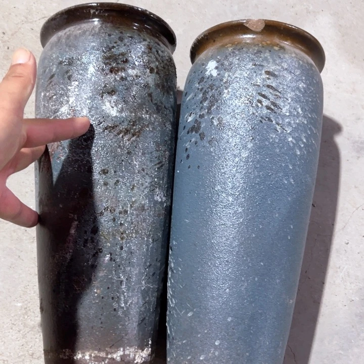 紫砂花盆口径15高度35两只瑕疵