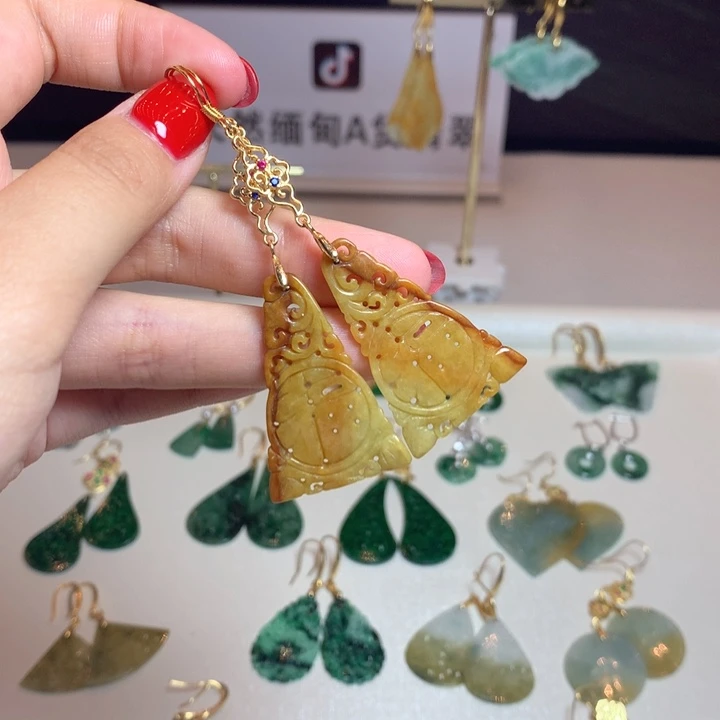 翡翠银S925镶嵌耳饰耳饰