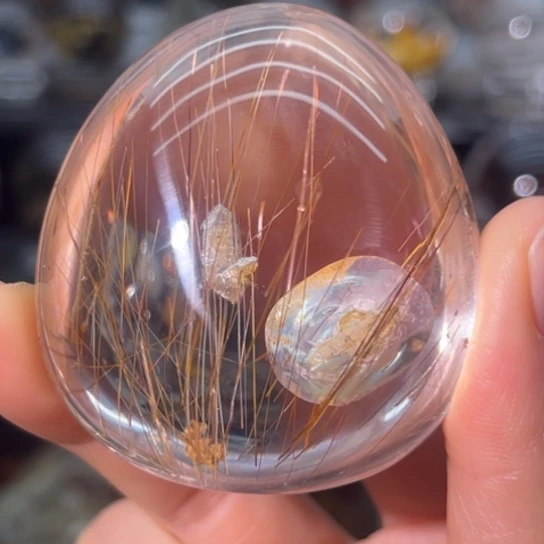 珠宝半成品未镶嵌水晶稀有子母水晶金发晶