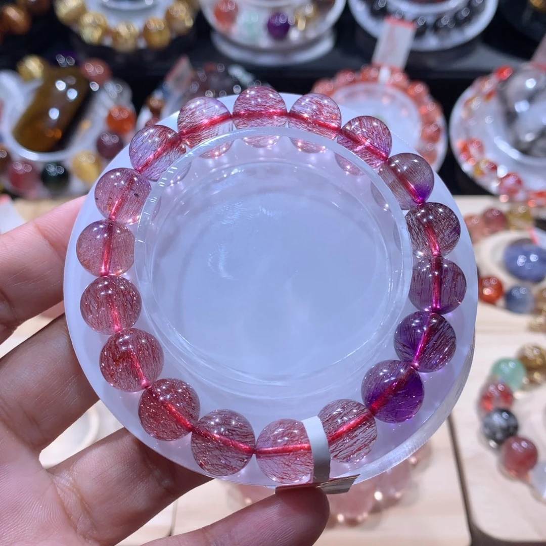 未镶嵌水晶手链紫红超七11mm