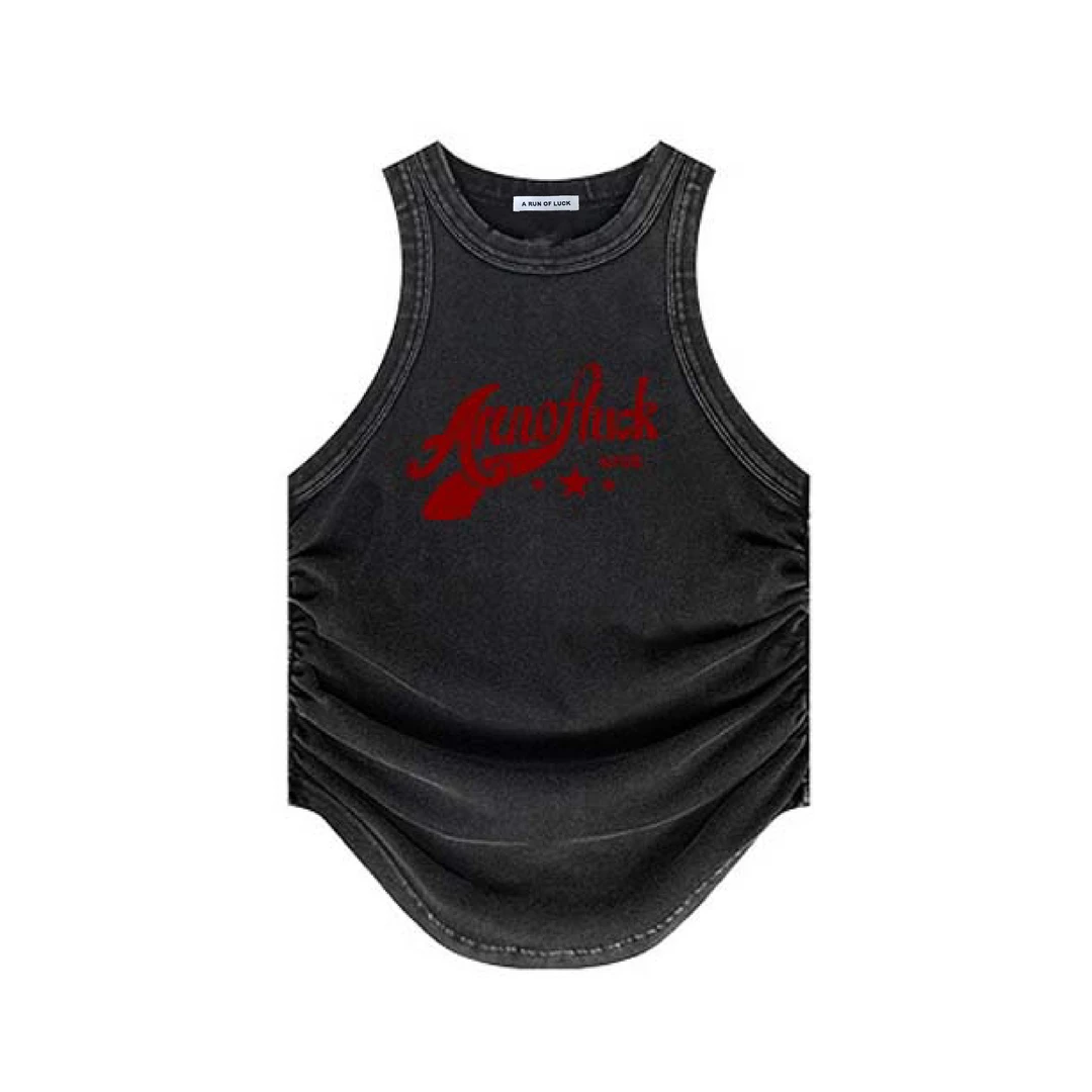 A RUN OF LUCK 2025新款背心女美式复古做旧无袖甜酷潮牌上衣