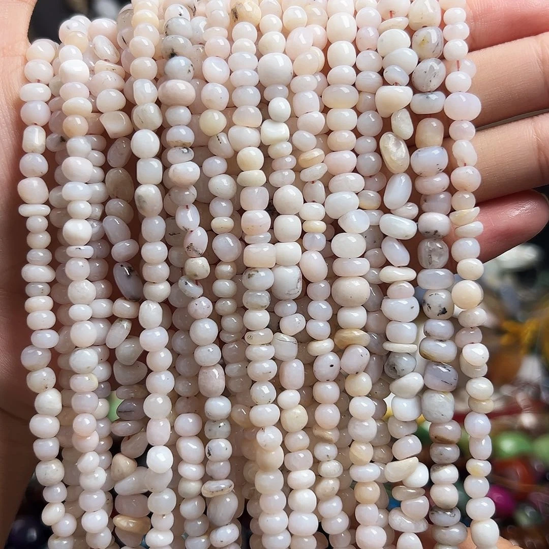 玛瑙/玉髓合金珠宝半成品J472粉澳宝5-7m/1条