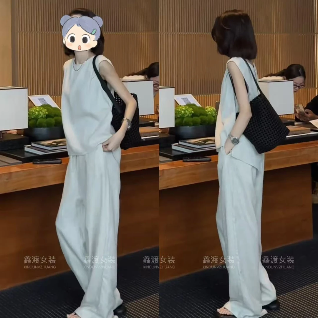 2025夏季新款时尚显瘦气质女士网红洋气两件套百搭款D9918