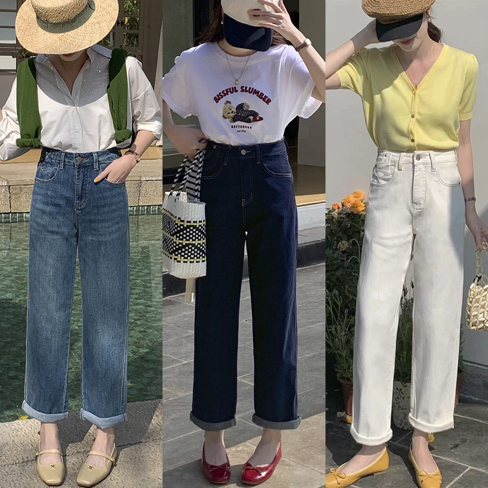 宝藏衣橱上新-牛仔裤女直筒显瘦高腰小个子牛仔裤男友裤