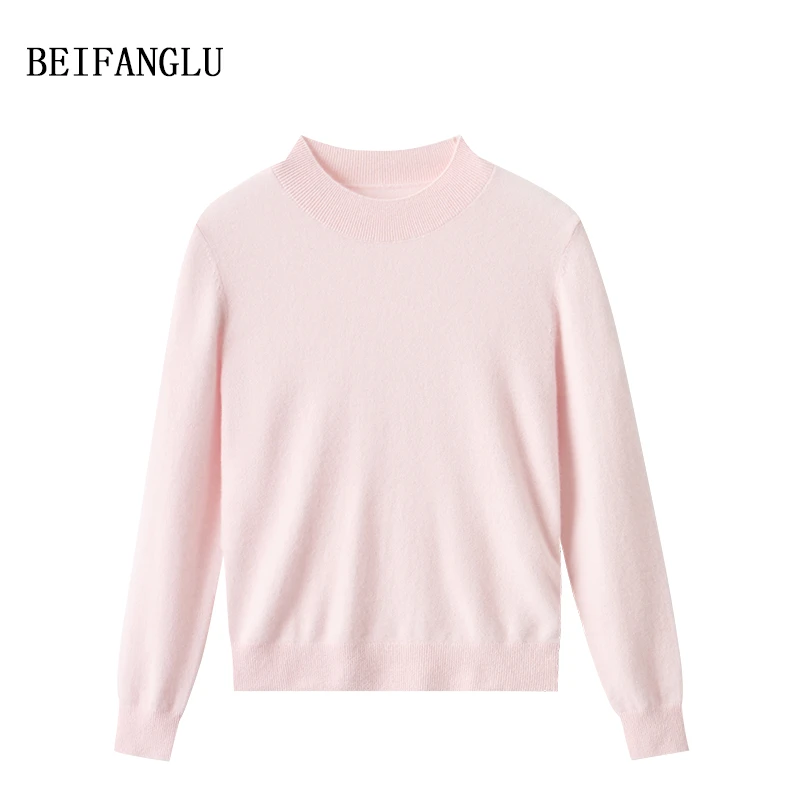 北方鹿 15.8微米100%细山羊绒半高领针织羊绒衫女SL17