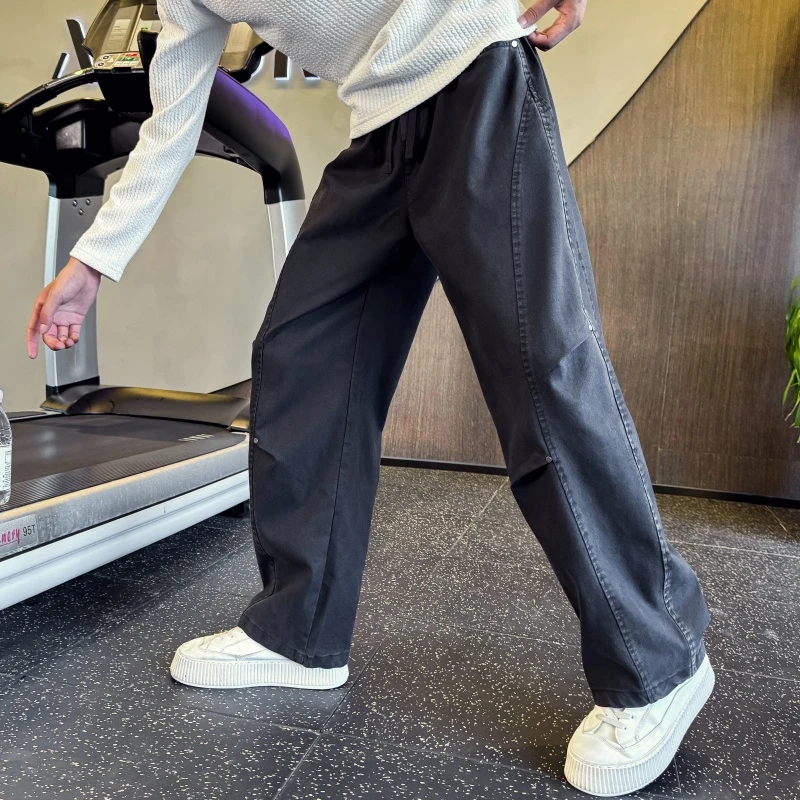 仿牛仔弯刀裤男士春秋季款2025新款爆款直筒宽松休闲裤男装长裤子