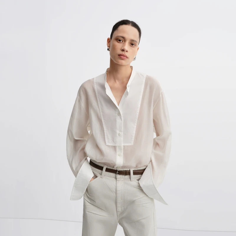 【E+轻生活系列】edition2025秋季新款法式丝棉衬衫#EBE3SHT016