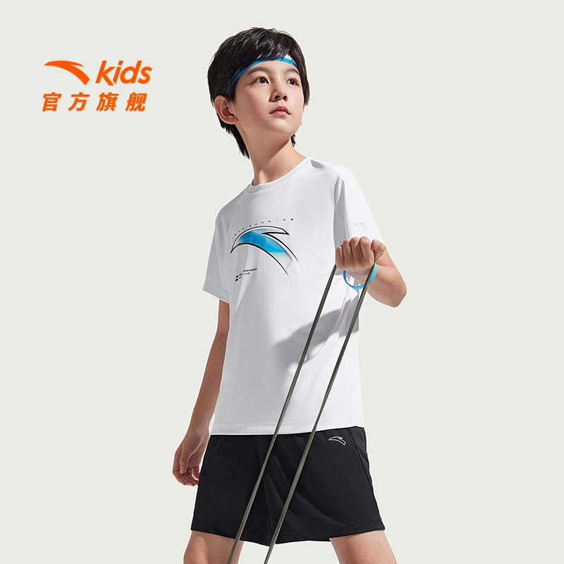 安踏儿童装男童套装夏装2025新款速干短袖T恤短裤两件套运动套装