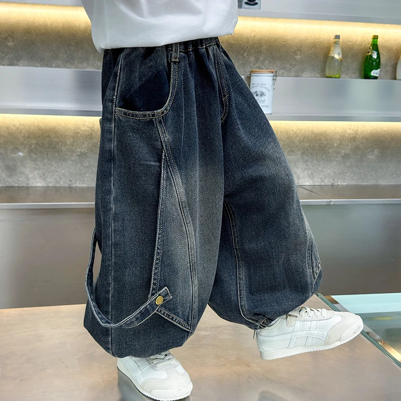儿童工装牛仔裤秋装裤子25新款帅气男孩韩版宽松裤男童秋季休闲裤