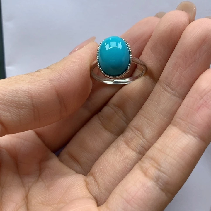 绿松石银S925镶嵌戒指
