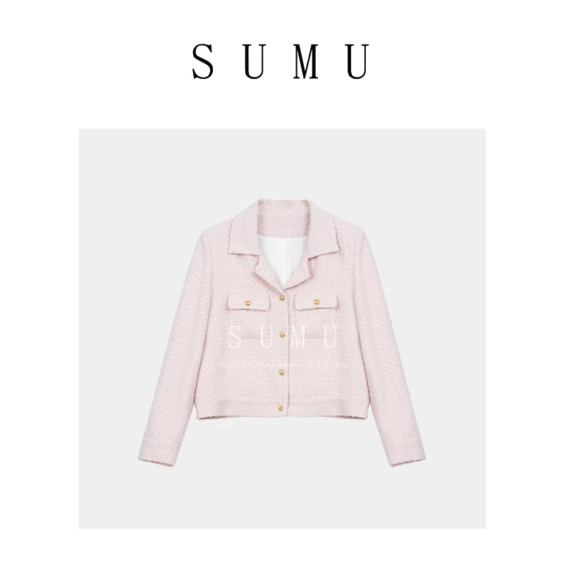 宿慕SUMU 女款短外套冬季新款女士小香风百搭外套83339