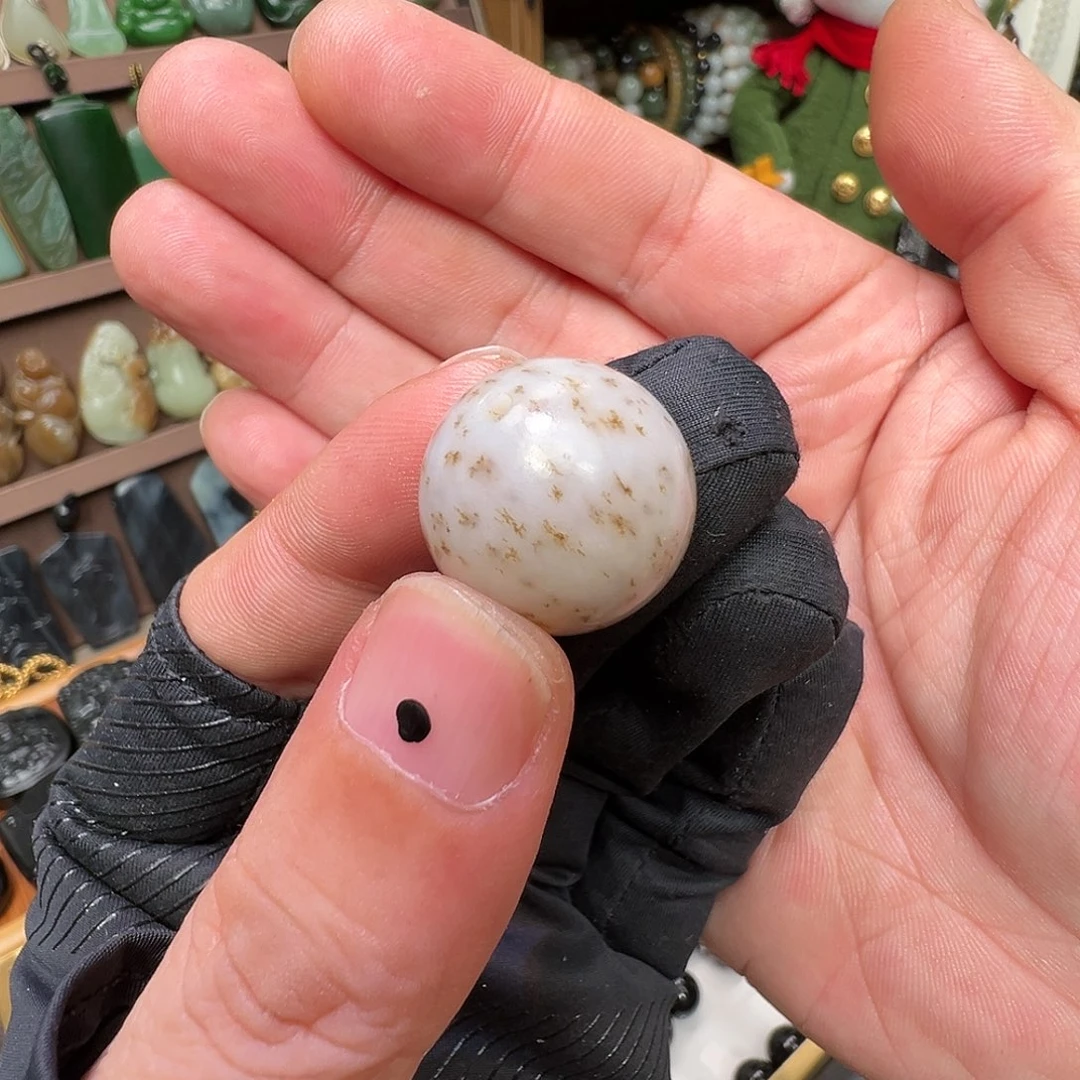 和田玉未镶嵌颈饰桂花糕20mm单珠福利