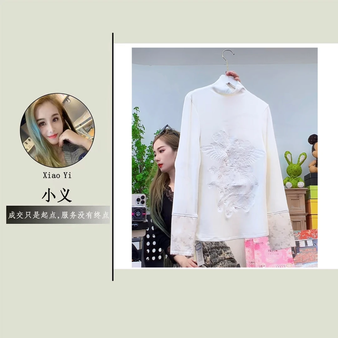 【9】ED#白色重工刺绣拼接上衣