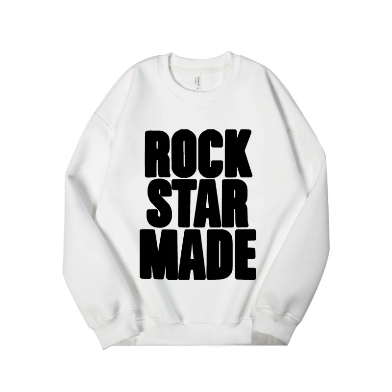 ROCK重磅秋冬休闲潮牌美式圆领卫衣情侣休闲百搭加厚款