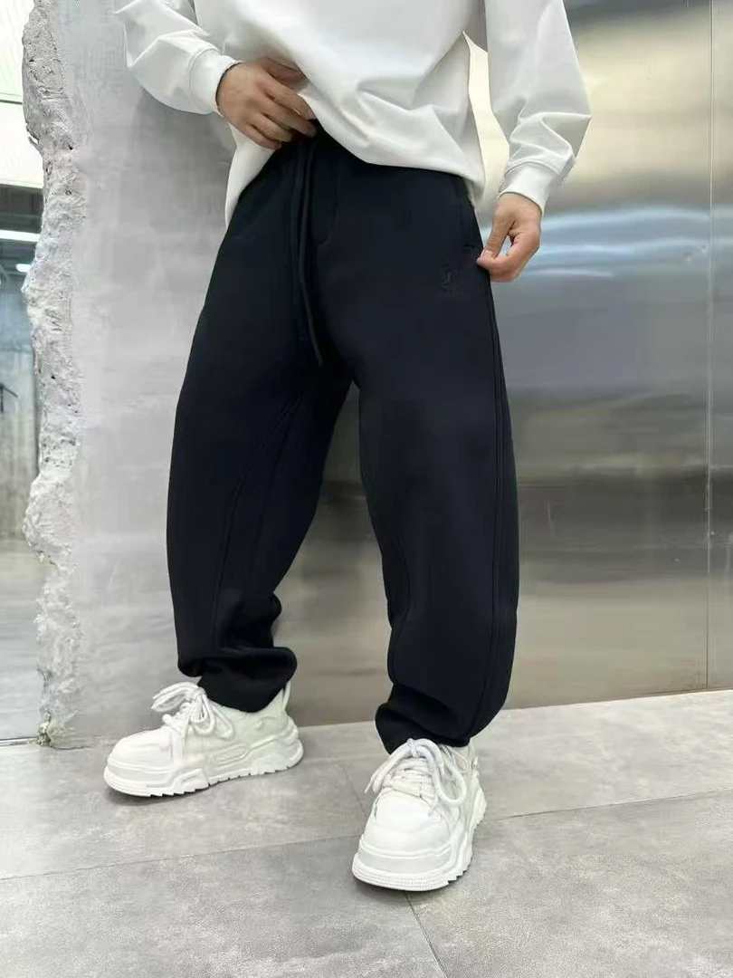 2025新款加绒香蕉卫裤男女潮刺绣束脚宽松运动裤哈伦休闲长裤2587