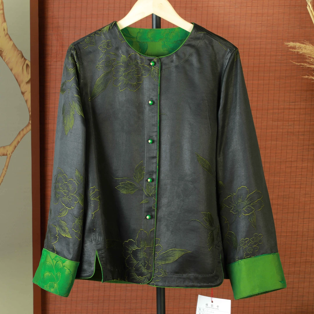 洋  新中式 湖丝油段织花外套 22624