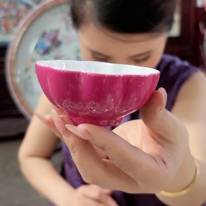 摆件景德镇高温陶瓷花口杯