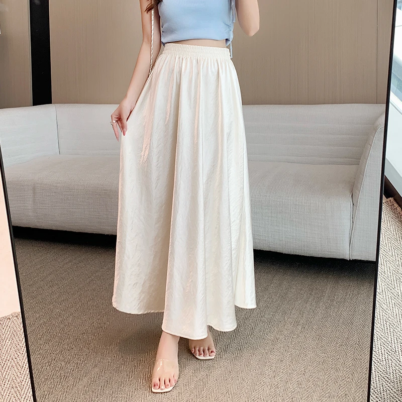 高腰显瘦长裙白色蕾丝半身裙夏季A字休闲百搭复古薄款宽松垂感