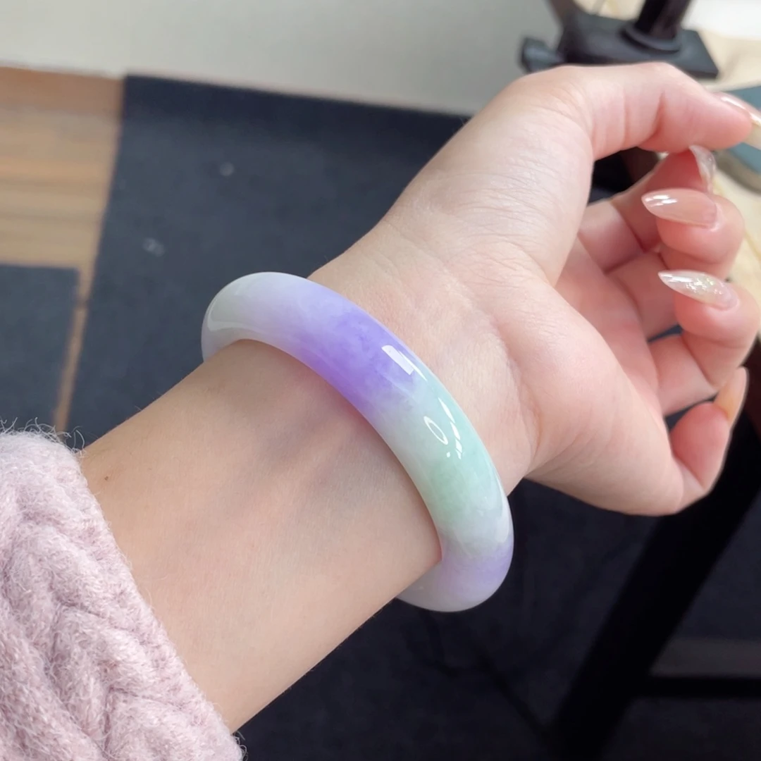 未镶嵌手镯翡翠力推55.5春彩妖艳妖紫色3号