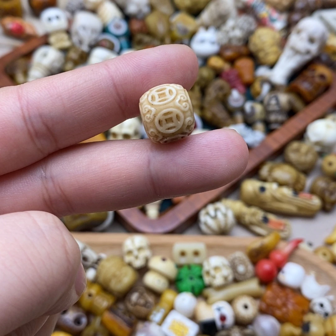 驼骨其他铜钱珠子12毫米鹿角