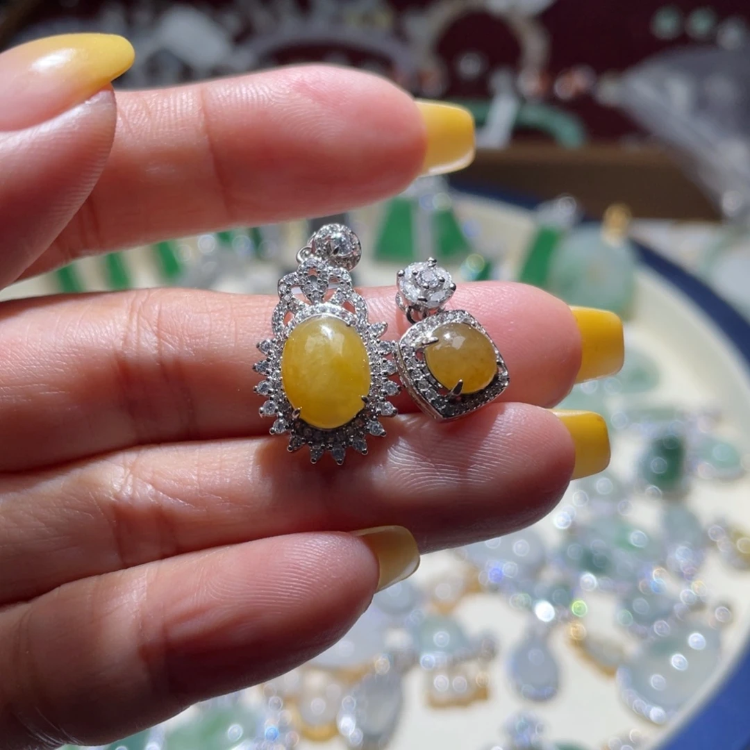 翡翠银S925镶嵌颈饰吊坠