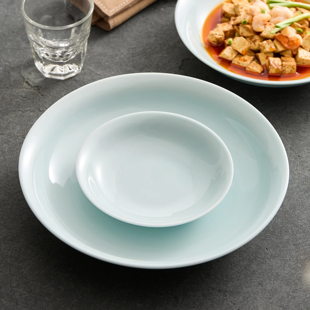 德化青瓷餐具2025新款精致漂亮的高颜值家用小号陶瓷盘子圆盘骨碟