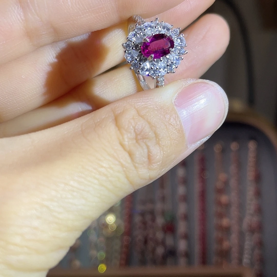 银S925镶嵌碧玺戒指