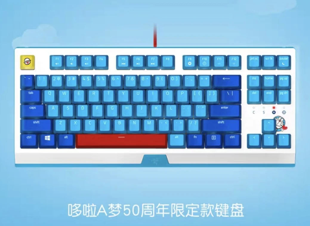 95新 Razer/雷蛇 雷蛇哆啦A梦50周年限定款键盘电竞游戏雷蛇键盘
