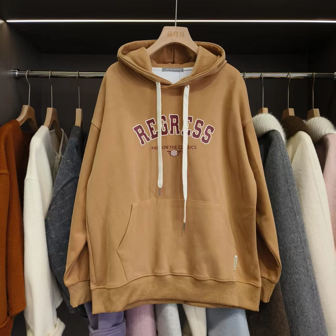 B4-1【5132】时尚字母印花棉春秋韩版女装连帽上衣休闲