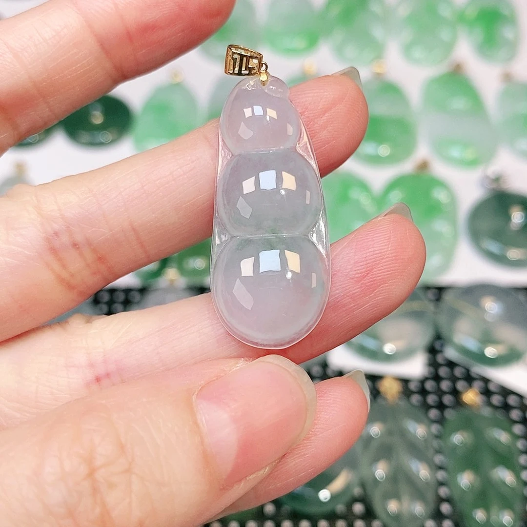 翡翠吊坠(不含链)18K金镶嵌