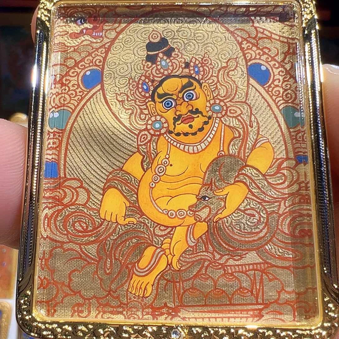 吊坠全手绘热贡唐卡黄财神