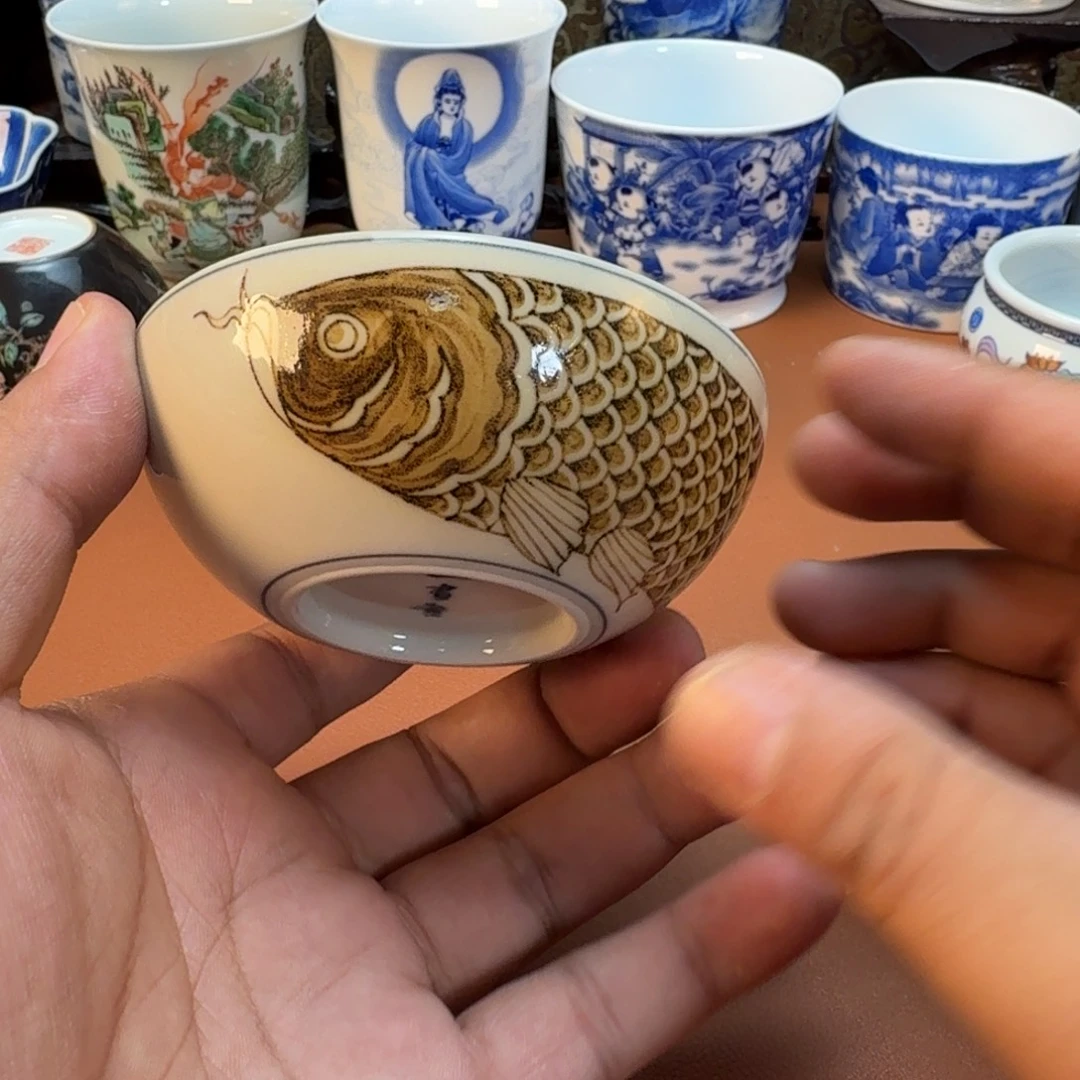 橘***子陶杯子景德镇全手工手绘陶瓷