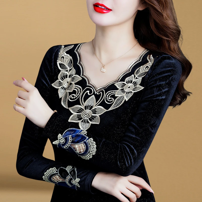 8284新款秋冬加绒加厚打底衫女长袖内搭气质小衫