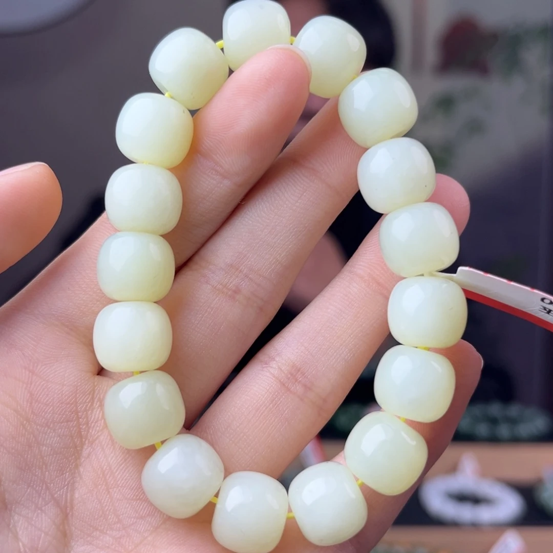 和田玉手链未镶嵌手串纯天然新疆若羌黄口12mm