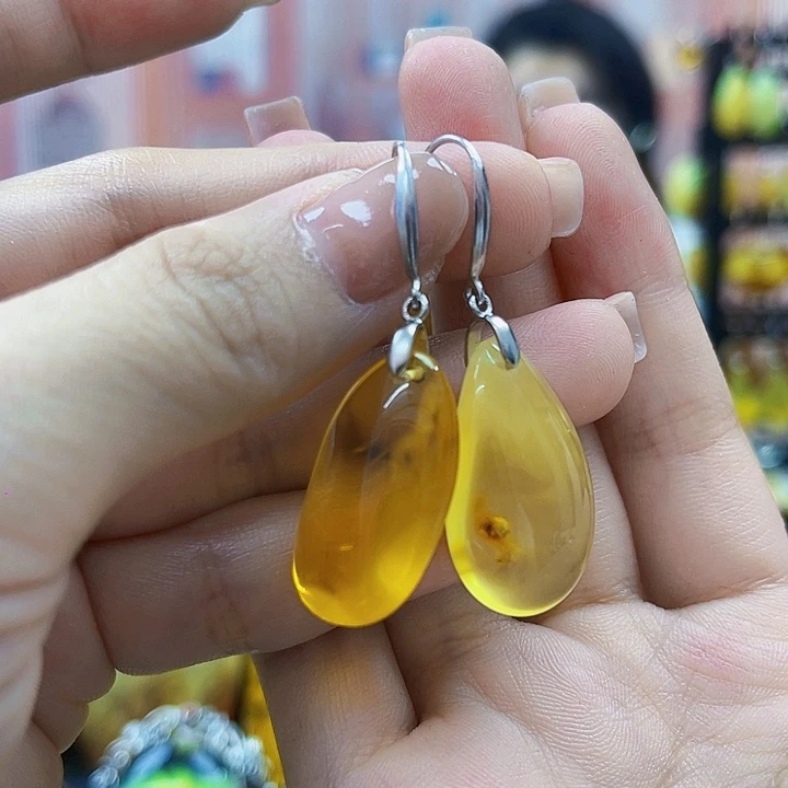 蜜蜡银S925镶嵌颈饰耳环