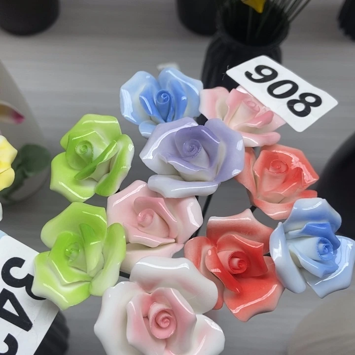 陶瓷手工制作陶瓷花10朵